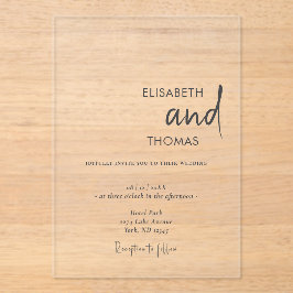 シンプルエレガントモダンミニマル結婚s アクリル招待状