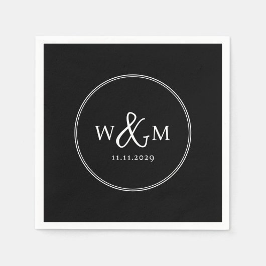 シンプルエレガントモダンモノグラムの結婚s スタンダードカクテルナプキン (正面)