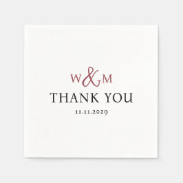 シンプルエレガントモダンモノグラムの結婚s スタンダードカクテルナプキン