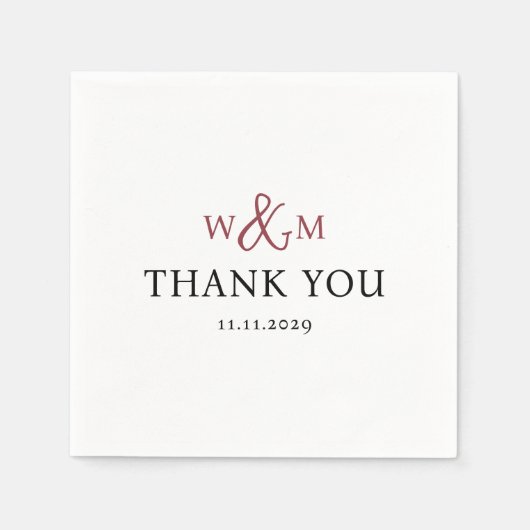 シンプルエレガントモダンモノグラムの結婚s スタンダードカクテルナプキン (正面)