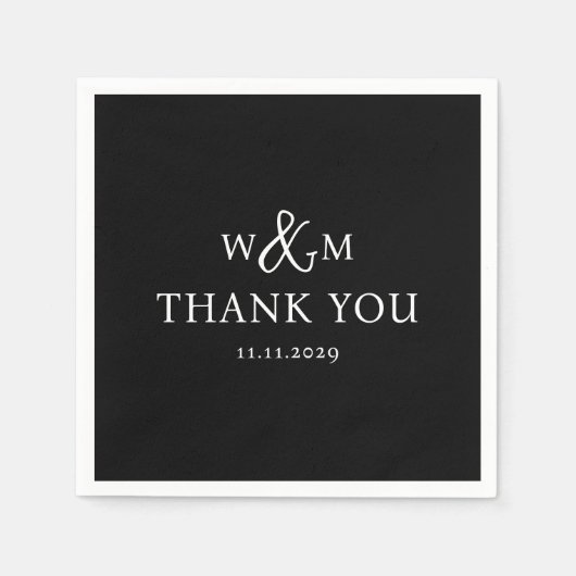 シンプルエレガントモダンモノグラムの結婚s スタンダードカクテルナプキン (正面)