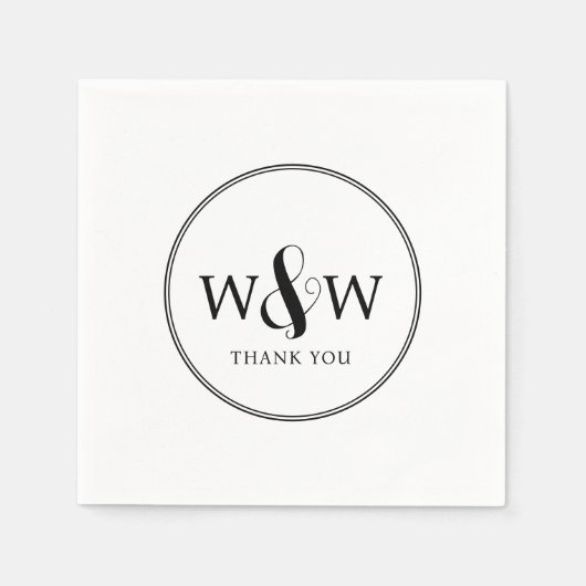 シンプルエレガントモダンモノグラムの結婚s スタンダードカクテルナプキン (正面)