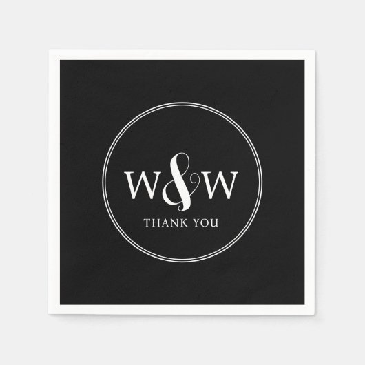 シンプルエレガントモダンモノグラムの結婚s スタンダードカクテルナプキン (正面)