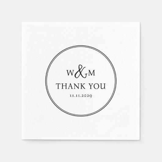シンプルエレガントモダンモノグラムの結婚s スタンダードカクテルナプキン (正面)