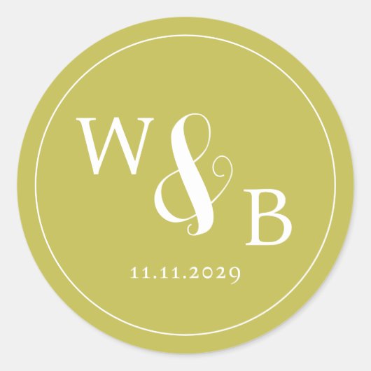 シンプルエレガントモダンモノグラムの結婚s ラウンドシール (正面)