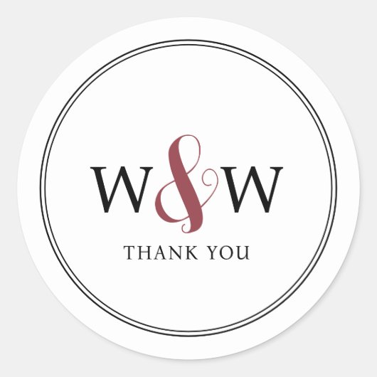 シンプルエレガントモダンモノグラムの結婚s ラウンドシール (正面)