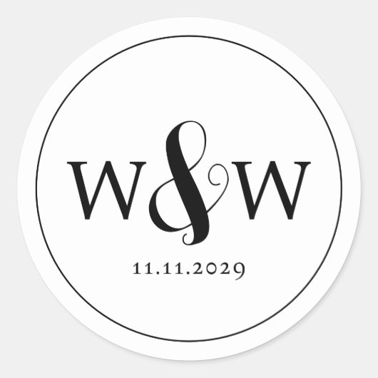 シンプルエレガントモダンモノグラムの結婚s ラウンドシール (正面)