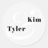 シンプルエレガントモダンモノグラム結婚の ラウンドシール (正面)