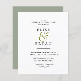 シンプルエレガントモダン低い結婚式の招待