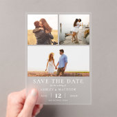 シンプルエレガントモダン写真の日付を保存結婚する アクリル招待状 (インサイチュ (ポータブル))