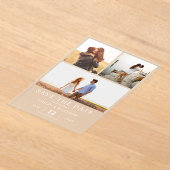 シンプルエレガントモダン写真の日付を保存結婚する アクリル招待状 (レイダウン)