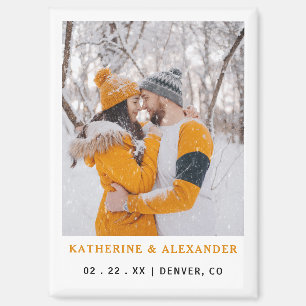 シンプルエレガントモダン写真の結婚式 マグネット