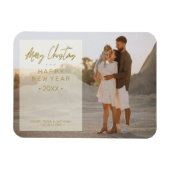 シンプルエレガントモダン写真クリスマス写真家族 マグネット (横)