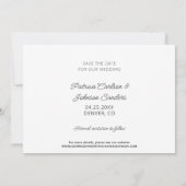 シンプルエレガントモダン写真結婚の セーブザデート (裏面)