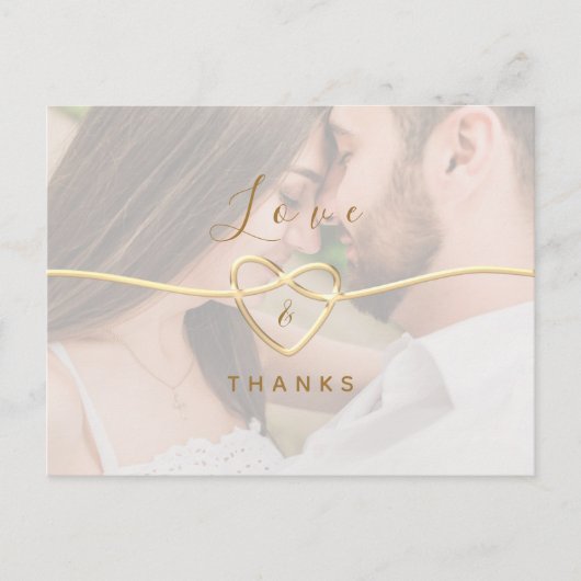 シンプルエレガントモダン写真結婚サンキューカード ポストカード (正面)