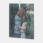 シンプルエレガントモダン婚約した写真 |クリスマス ガラスオーナメント (正面左)