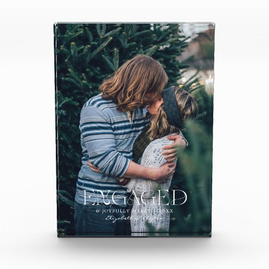 シンプルエレガントモダン婚約した写真 |クリスマス フォトブロック (正面)