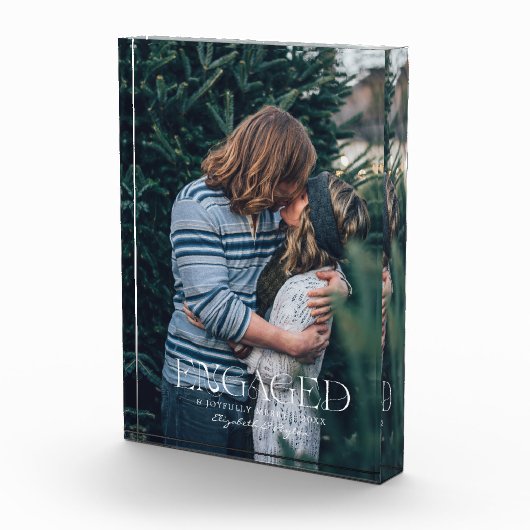 シンプルエレガントモダン婚約した写真 |クリスマス フォトブロック (右)