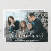 シンプルエレガントモダン家族の写真クリスマス シーズンカード (正面/裏面)