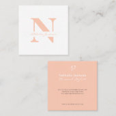 シンプルエレガントモダン平桃モノグラムの スクエア名刺 (正面/裏面)