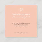 シンプルエレガントモダン平桃モノグラムの スクエア名刺 (裏面)