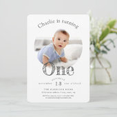 シンプルエレガントモダン生誕生会 招待状 (スタンド正面)