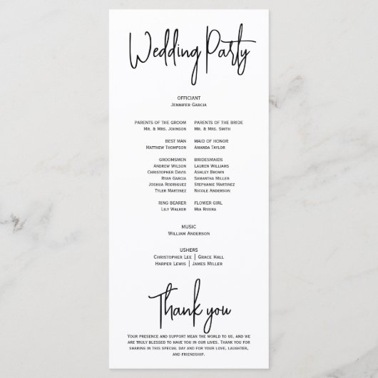 シンプルエレガントモダン白黒ミニマルスクリプト プログラム (裏面)