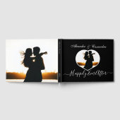 シンプルエレガントモダン白黒写真結婚の ゲストブック (全面)