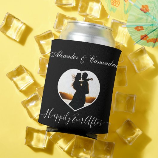 シンプルエレガントモダン白黒写真結婚の 缶クーラー (インサイチュ 夏)