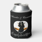 シンプルエレガントモダン白黒写真結婚の 缶クーラー (缶正面)