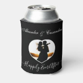 シンプルエレガントモダン白黒写真結婚の 缶クーラー (缶裏面)