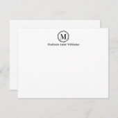 シンプルエレガントモダン素朴リースモノグラム黒 ノートカード (正面/裏面)