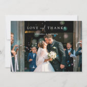 シンプルエレガントモダン結婚写真の新婚 サンキューカード (正面)