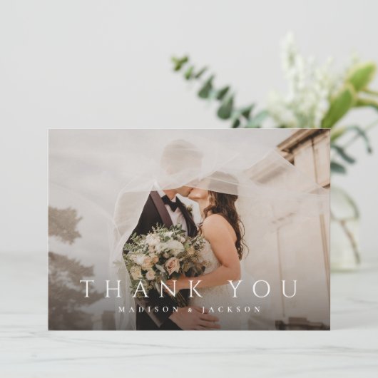 シンプルエレガントモダン結婚写真サンキューカード 招待状 (スタンド正面)