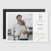 シンプルエレガントモダン結婚式の写真を保存 マグネット招待状 (正面/裏面)