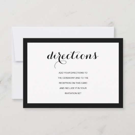 シンプルエレガントモダン結婚Directions Card 招待状 (正面)