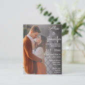 シンプルエレガントモダン脚本の色あせた写真結婚の 招待状 (スタンド正面)