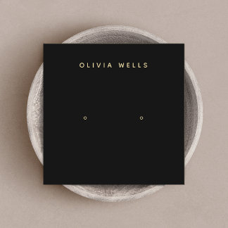 シンプルエレガントモダン角ブラックイヤリングディスプレイ スクエア名刺