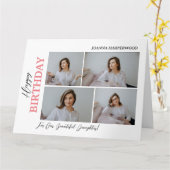 シンプルエレガントモダン誕生日スタイリッシュ4写真 カード (黄色い花)