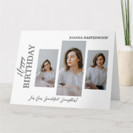 シンプルエレガントモダン誕生日スタイリッシュ4写真 カード
