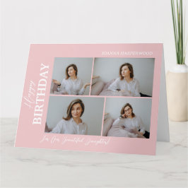 シンプルエレガントモダン誕生日スタイリッシュ4写真 カード