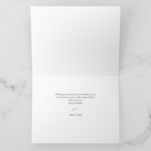 シンプルエレガントモダン誕生日スタイリッシュ4写真 カード (内部)