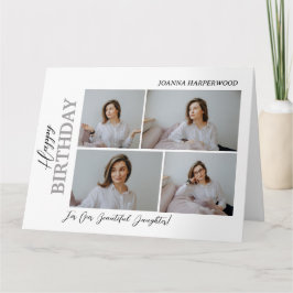 シンプルエレガントモダン誕生日スタイリッシュ4写真 カード