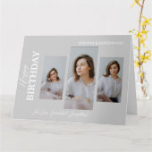 シンプルエレガントモダン誕生日スタイリッシュ4写真 カード (黄色い花)
