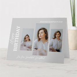 シンプルエレガントモダン誕生日スタイリッシュ4写真 カード