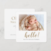 シンプルエレガントモダン金ゴールドカスタムガールボーイ誕生 案内状 (正面/裏面)