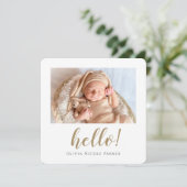 シンプルエレガントモダン金ゴールドカスタムガールボーイ誕生 案内状 (スタンド正面)