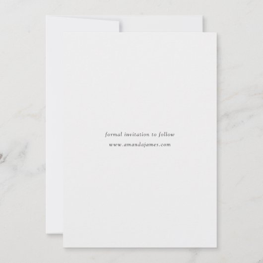 シンプルエレガントモダン金ゴールドスクリプカスタムト写真 セーブザデート (裏面)