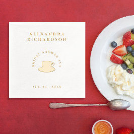 シンプルエレガントモダン金ゴールドブライダルシャワーティーパーティー 箔ナプキン