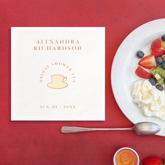 シンプルエレガントモダン金ゴールドブライダルシャワーティーパーティー 箔ナプキン